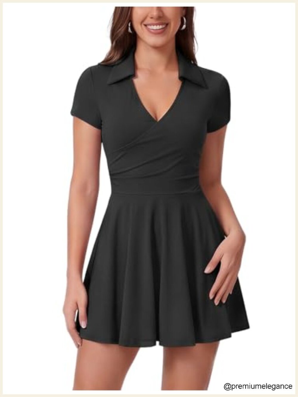 Women's Athletic Tennis Dress with Shorts Pockets V Neck Summer
